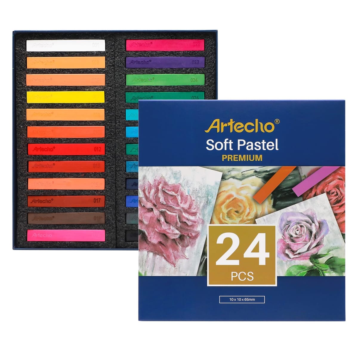 Artecho ソフトパステル スクエアチョーク 24個 描画/ブレンド/レイヤー/シェーディング/パステルアー..