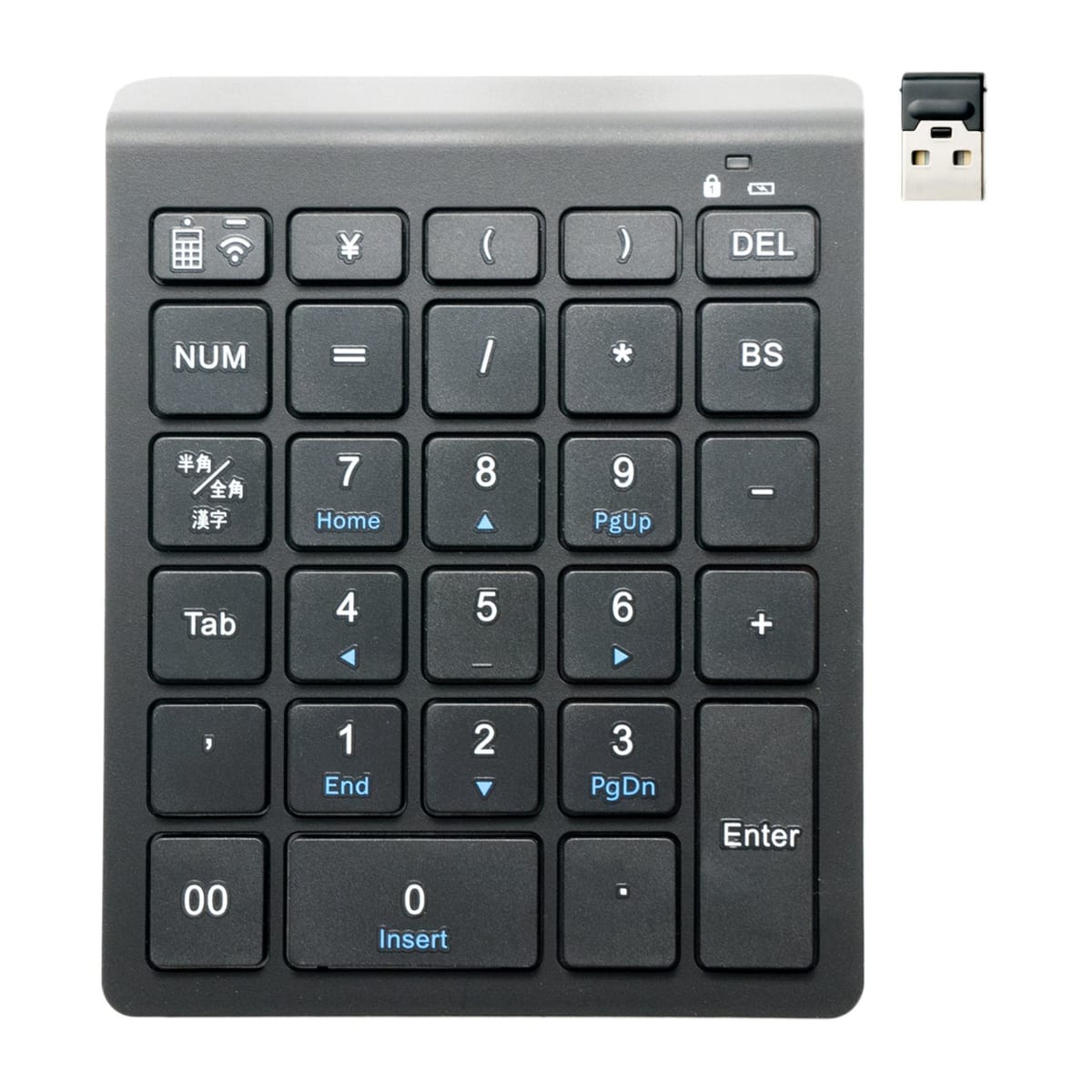 ミヨシ MCO Windows用 ワイヤレステンキー 2.4GHz接続 5列・28キー アイソレーション式 ブラック TEN24G01