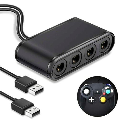 GCコントローラー接続タップ ゲームキューブコントローラー 接続タップ 4ポート 最大8人同時にプレイ 大乱闘スマッシュブラザーズ対応 switch OLED/Switch/Wii U/PC用 GCコントローラー接続タップ ゲームキューブコントローラー 接続タップ 4ポート 最大8人同時にプレイ 大乱闘スマッシュブラザーズ対応 switch OLED/Switch/Wii U/PC用