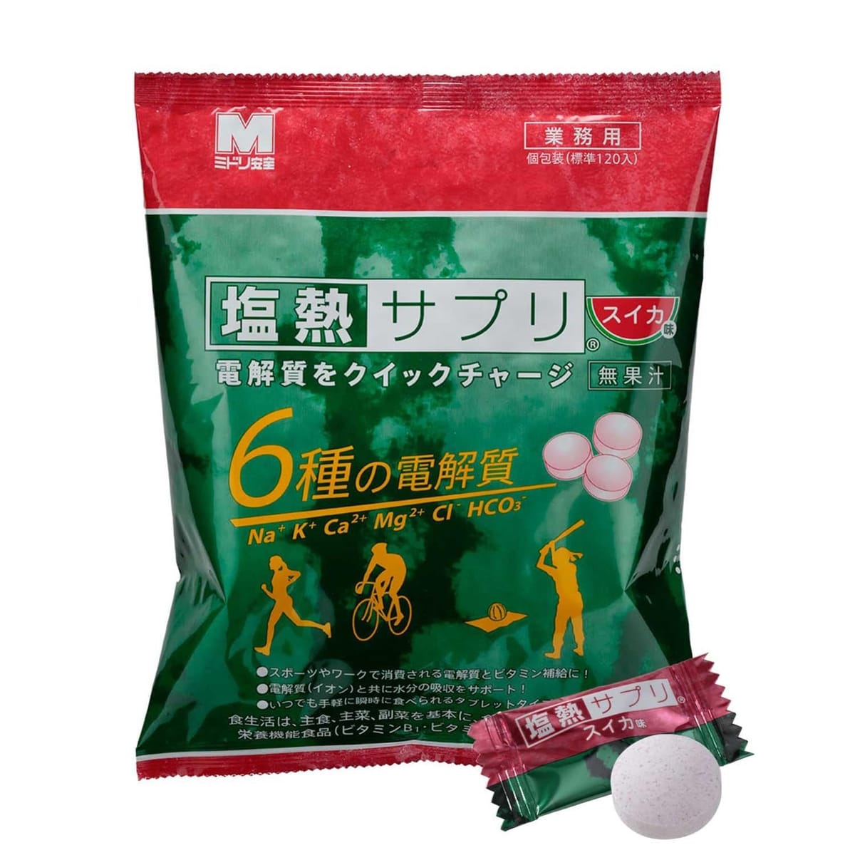 ミドリ安全 塩熱サプリ スイカ味 業務用 168g（約120粒入/個包装） 1袋