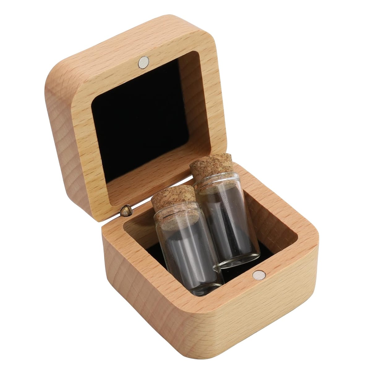 ファビュラス堂 メモリアル ケース 天然木 骨壺 ガラス瓶 2本 ペット 動物 遺骨 遺毛 乳歯 棺 供養 仏..