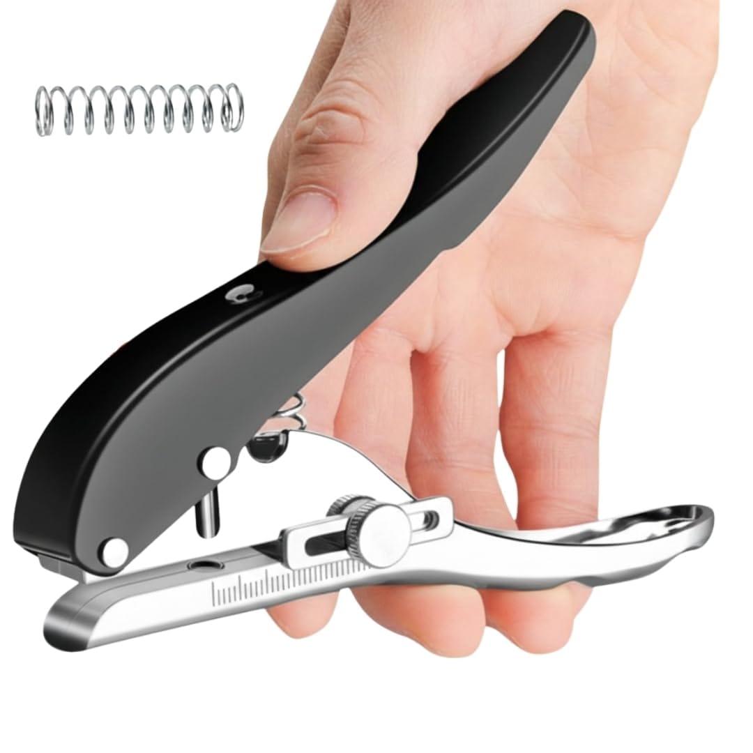 YOSHICA 穴あけパンチ シングル ペーパーパンチ 革パンチ ハトメ 1穴 紙 厚紙 皮 穴位置調整可能 1つ穴..