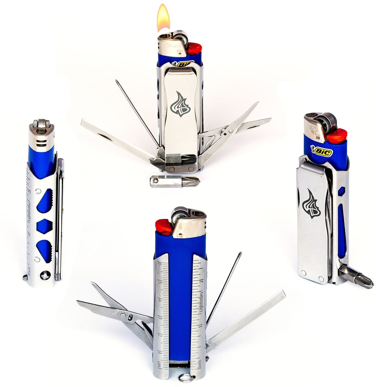 LighterBro PRO BICライターケース マルチツール アウトドアツール 多機能 ステンレススチール 正規品..