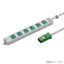 ハーネス用OAタップ 6コ口 ケーブル長3m DC8126EN-3(G)グリーン(DC8126EN3G)抜け止め形 キャブタイヤケーブル付 東芝ライテック(2)