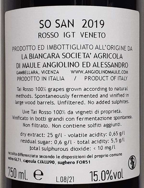 ラ・ビアンカーラ ソ サン 赤ワイン イタリア ヴェネト 750ml 自然派 ナチュラルワイン La Biancara So San lamuno-10003174 自然派ワイン La Muno 楽天市場店 サンプル画像2