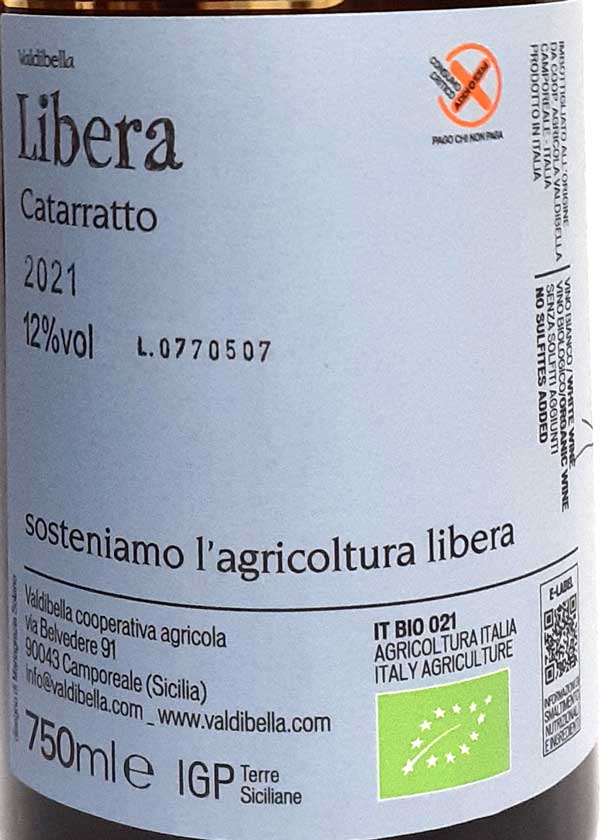 ヴァルディベッラ テッレ シチリアーネ リベラ 2023年 白ワイン カタラット イタリア シチリア 750ml オーガニックワイン 自然派 ナチュラルワイン Valdibella IGP Terre Siciliane Liberaラシーヌ lamuno-10002723 自然派ワイン La Muno 楽天市場店 サンプル画像2