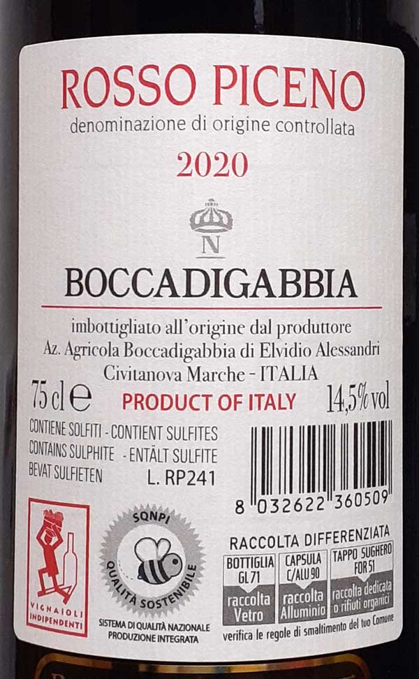 ボッカディガッビア ロッソ ピチェーノ 2021年 赤ワイン イタリア マルケ 750ml 自然派 ナチュラルワインBoccadigabbia Rosso Piceno lamuno-10003308 自然派ワイン La Muno 楽天市場店 サンプル画像2