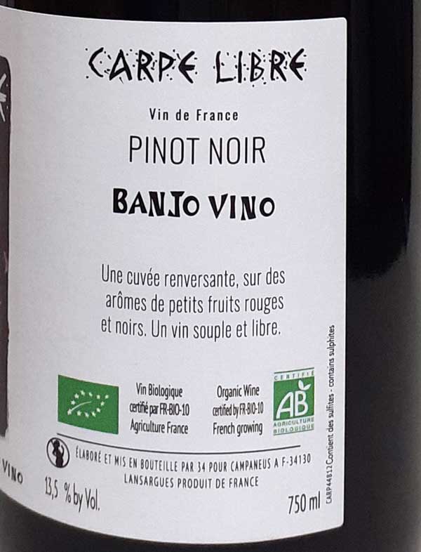 【完売】バンジョー・ヴィーノ カルプ リーブル 赤ワイン ピノ・ノワール フランス南西部 750ml 自然派 ナチュラルワイン Banjo Vino Carpe Libre lamuno-10003309 自然派ワイン La Muno 楽天市場店 サンプル画像2