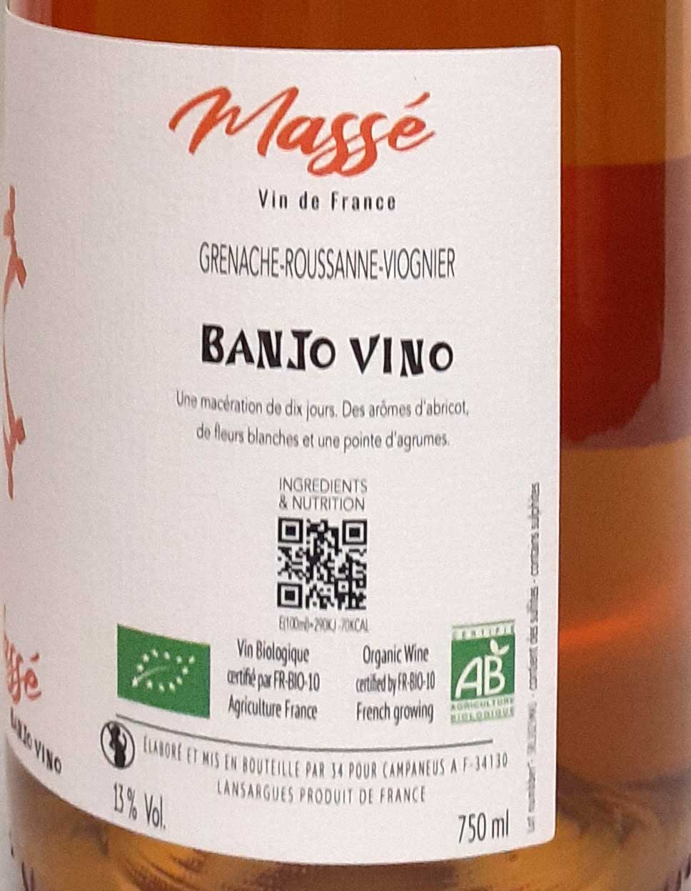 バンジョー・ヴィーノ マセ オレンジワイン フランス南西部 750ml 自然派 ナチュラルワイン Banjo Vino Masse lamuno-10003313 自然派ワイン La Muno 楽天市場店 サンプル画像2