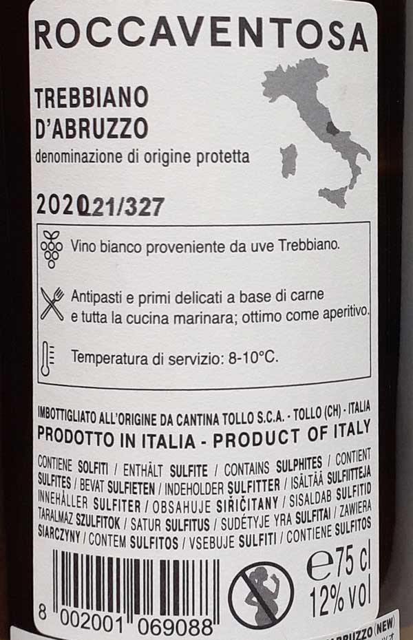 カンティーナ・トッロ ロッカヴェントーザ トレッビアーノ ダブルッツォ 白ワイン イタリア アブルッツォ 750ml 自然派ワイン Cantina Tollo Rocca Ventosa Trebbiano D'abruzzo lamuno-10002338 自然派ワイン La Muno 楽天市場店 サンプル画像2