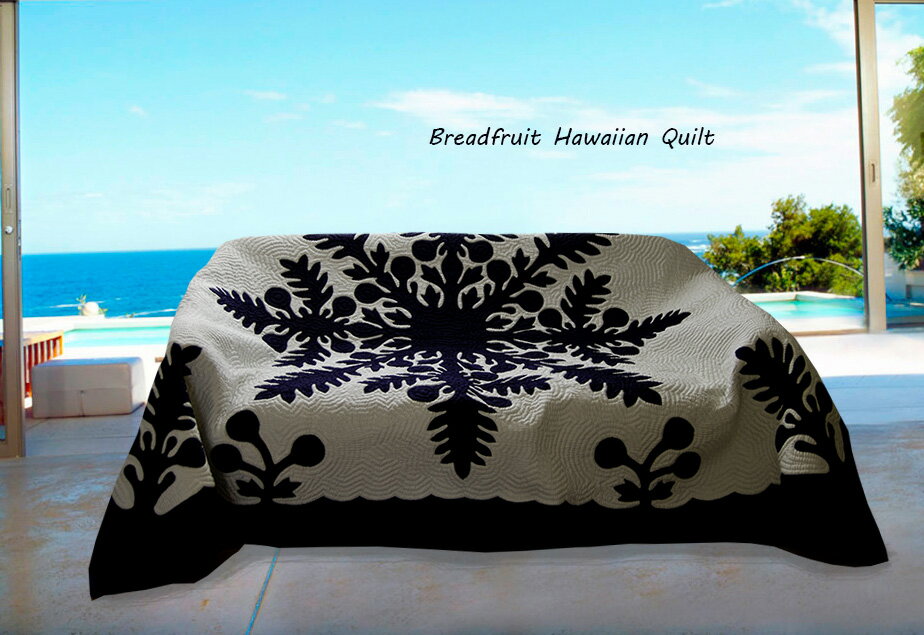 ハワイアンキルトベッドカバー 完成品 ハワイアンキルト 手縫い ベッド 