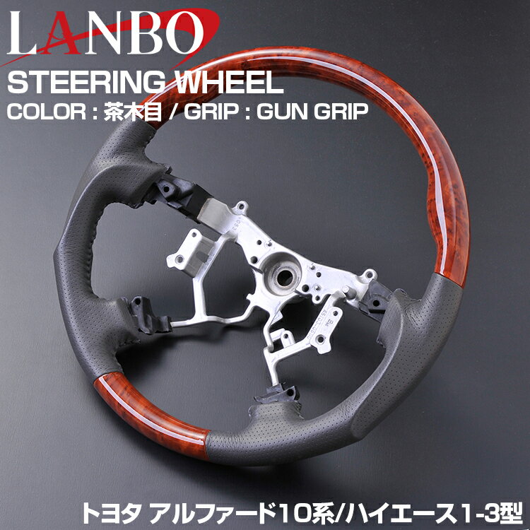 Rakuten - LANBO アルファード 10系 ステアリング 2002(H14).5 - 2008(H20).5 前期 後期 茶木目 紺木目 黄木目 純正交換 ハンドル ガングリップ