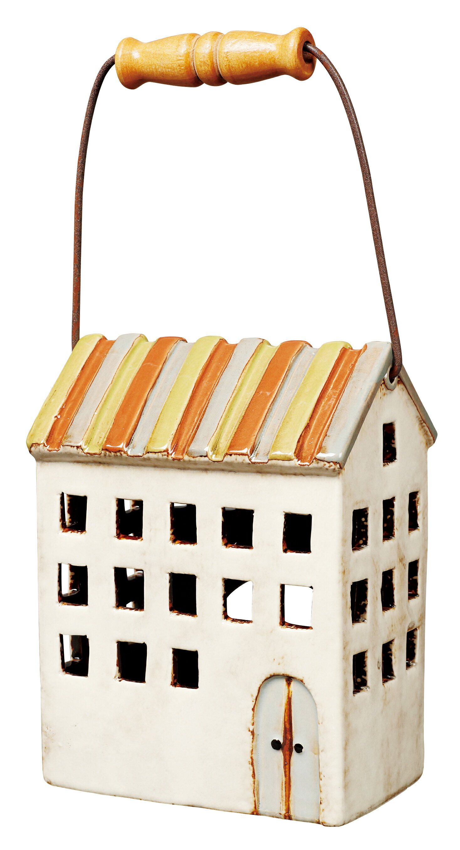 キャンドルハウス （3階建てシマシマ屋根の家）蚊取り線香立て 蚊取り線香 ハウス 家 家型 小屋 陶器 陶器製 置物 オブジェ Candle house 29206