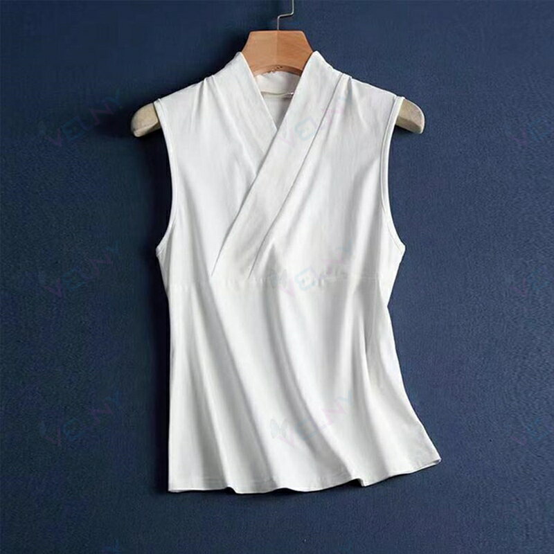 LANDBOX STOREのTシャツ 襦袢 半襦袢 和装 ノースリーブ レディース 初心者 着物 下着 和装 衿付き インナー 浴衣 快適 夏 吸汗速乾 春 半襦袢 秋 ホワイト 大きいサイズ 白 ギフト プレゼント｜アングル2
