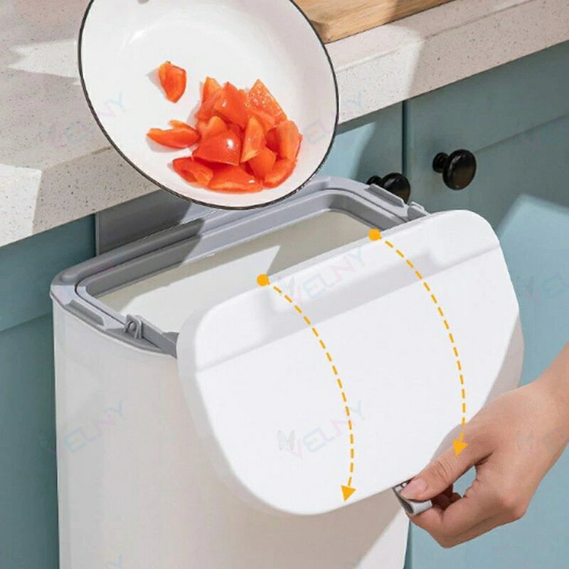LANDBOX STOREの壁掛けゴミ箱 ゴミ箱 ふた付き 12L 壁掛け ごみ箱 大容量 蓋つき スライド式 多機能 ぶら下げごみ箱 生ゴミ ダストボックス 広口 吊るす 収納 省スペース おしゃれ 洗面所 室内用 キッチン バスルーム ベッドルーム オフィス トイレ用 北欧 おしゃれ｜アングル2
