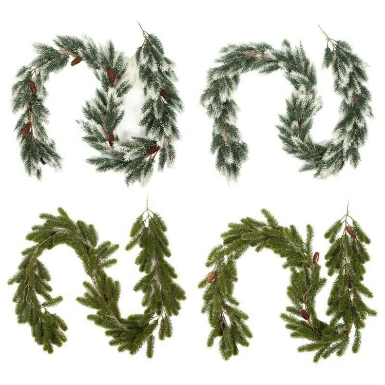 クリスマス ガーランド 緑のつる 緑の葉 ガーランド 素朴な人工植物 クリスマス ガーランド 農家の階段の手すり マントルピース用