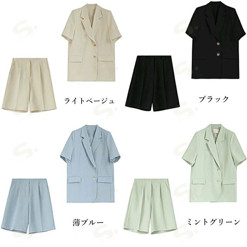 半袖ジャケット ショートパンツ セット夏 レディース 薄手テーラードジャケット 春...