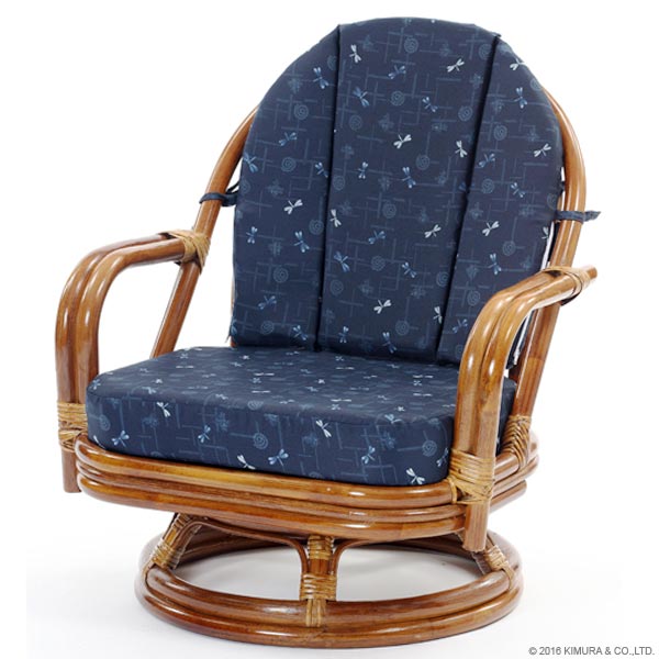 回転チェア ミドルタイプ 籐回転椅