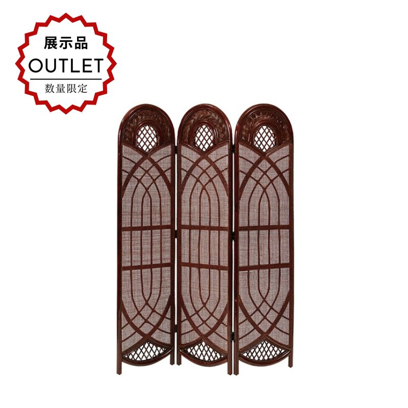 樂天商城 - 【展示品アウトレット】39999→27999円!! アジアン家具 パーテーション 3連 間仕切り 衝立 スクリーン 折りたたみ ラタン 籐製 軽い 和風 和モダン アジアン ナチュラル インテリア テイスト 家具 リビング 玄関 ジャパンディ 和室 ブラウン 父の日 敬老の日 NSW703BL