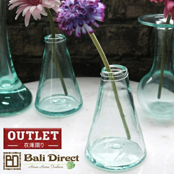 アジアン雑貨 一輪挿しガラス製 フラスコ フラワーベース バリガラス 花瓶 Z050402F Bali Directのサムネイル