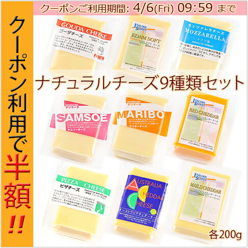 ナチュラルチーズ 9種類セット 各200g※パッケージは変更になる場合がございます｜ゴーダ｜モッツァレラ｜サムソー｜マリボー｜レッドチェダー｜チェダー｜エダム｜オーストラリア｜ニュージーランド｜オランダ｜ドイツ