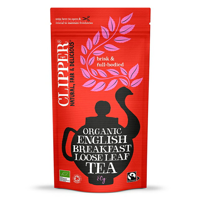 【クリッパー】（CLIPPER）1984年にイギリスのドーセットにある紅茶のマスターテイスターである、”マイク＆ロレーヌ・ブリーム”の最高品質アッサムティーからスタートしました。 イギリス市場で初めてオーガニックの紅茶を取り入れ、1994年には国内初のフェアトレード認証を受け、最近では美食の国際大会「グレイトテイストアワード」を始め、数々の国際的な賞を受賞するなど、世界中で愛される紅茶ブランドです。フェアトレード認証を受けた世界最大のフェアトレードティーとしても知られています。主に、インド、スリランカ、アフリカにある茶園で生産されており、長年茶葉の生産者と家族を支援しています。 イギリスを代表する伝統的なブレンドティー「イングリッシュブレックファスト」。有機アッサムと有機セイロンをブレンドした味わいはストレートはもちろんのこと、濃いめに淹れてミルクティーにしてもオススメ。こだわりのルーズリーフタイプです。 名称有機紅茶原産国フランス原材料有機紅茶内容量80g保存方法直射日光、高温多湿を避けて涼しいところで保存してください賞味期限商品に記載輸入元株式会社鈴商配送方法常温発送[ 配送・送料についてはこちら ]