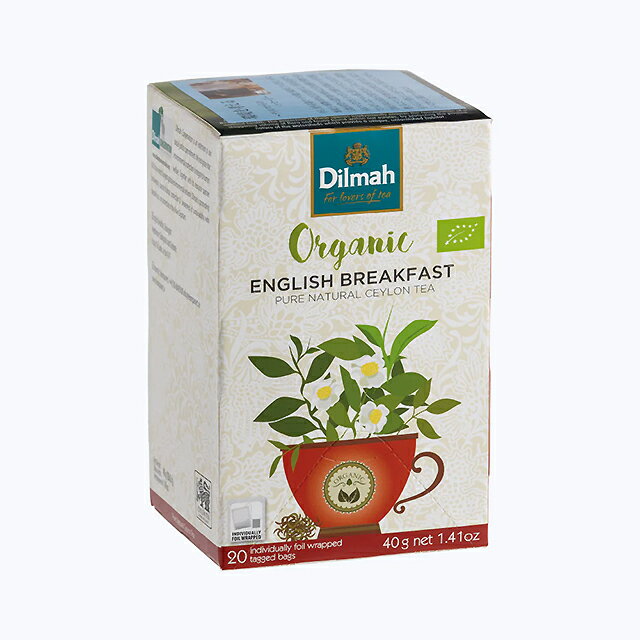 【Dilmah】（ディルマ）ディルマの紅茶は上質な紅茶の産地スリランカ（旧セイロン）の茶葉のみを使用、現地での一貫生産にこだわってつくられています。茶摘みから二週間以内に製品化され、日本に直送されます。この抜群の高鮮度によって、雑味のないクリアな味わいを楽しむことができます。産地スリランカへの販売収益の還元など、「エシカル・ティー（倫理的につくられた紅茶）」の先駆者でもあります。スリランカ高地ウバ渓谷の単一茶園で、化学肥料や農薬を使用せずに栽培された紅茶です。ゴールデンオレンジの水色と緑を感じる香り、朝のお目覚めにも適した深みと芳醇な味わいをお楽しみください。 名称有機紅茶 原産国スリランカ 原材料有機紅茶 内容量単品1個：40g（20TB）、6個：40g（20TB）×6 保存方法高温多湿の場所での保存を避けてください。 賞味期限商品に記載 輸入元ワルツ株式会社 配送方法 常温発送 [ 配送・送料についてはこちら ]