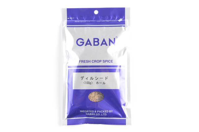 【GABAN】（ギャバン） 1954年、創業者たちの熱い思いによって誕生した（株）ギャバンは、以来半世紀、「日本のシェフに、本物のスパイスを」という志を脈々と受け継ぎ、常にプロの視点で製品品質を追求し続けています。世界各国の原産地で収穫される最上級の原材料を入手し、本物の味と香りを生み出す製法や、料理の味を引き立てる絶妙なブレンドを探求しています。 セリ科の種子で、5mm位の褐色で扁平な実です。キャラウェイに似た香りでやや刺激的な芳香があります。ドレッシングやマリネ、ライ麦パンにおすすめです。名称ディルシード　ホール原産国インド原材料ディルシード内容量100g保存方法常温賞味期限商品に記載製造者（株）ギャバン配送方法常温発送[ 配送・送料についてはこちら ]