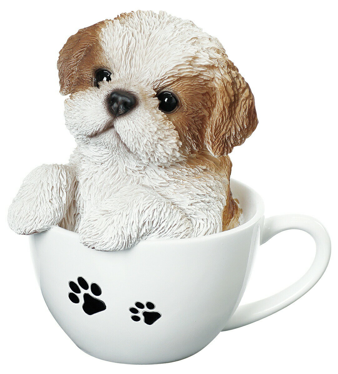 犬の置物 （シーズ） マグカップ犬 14084 シーズー 子犬 ドッグオーナメント オーナメント 動物 アニマル マスコット ガーデン ガーデニング ガーデンオブジェ オブジェ