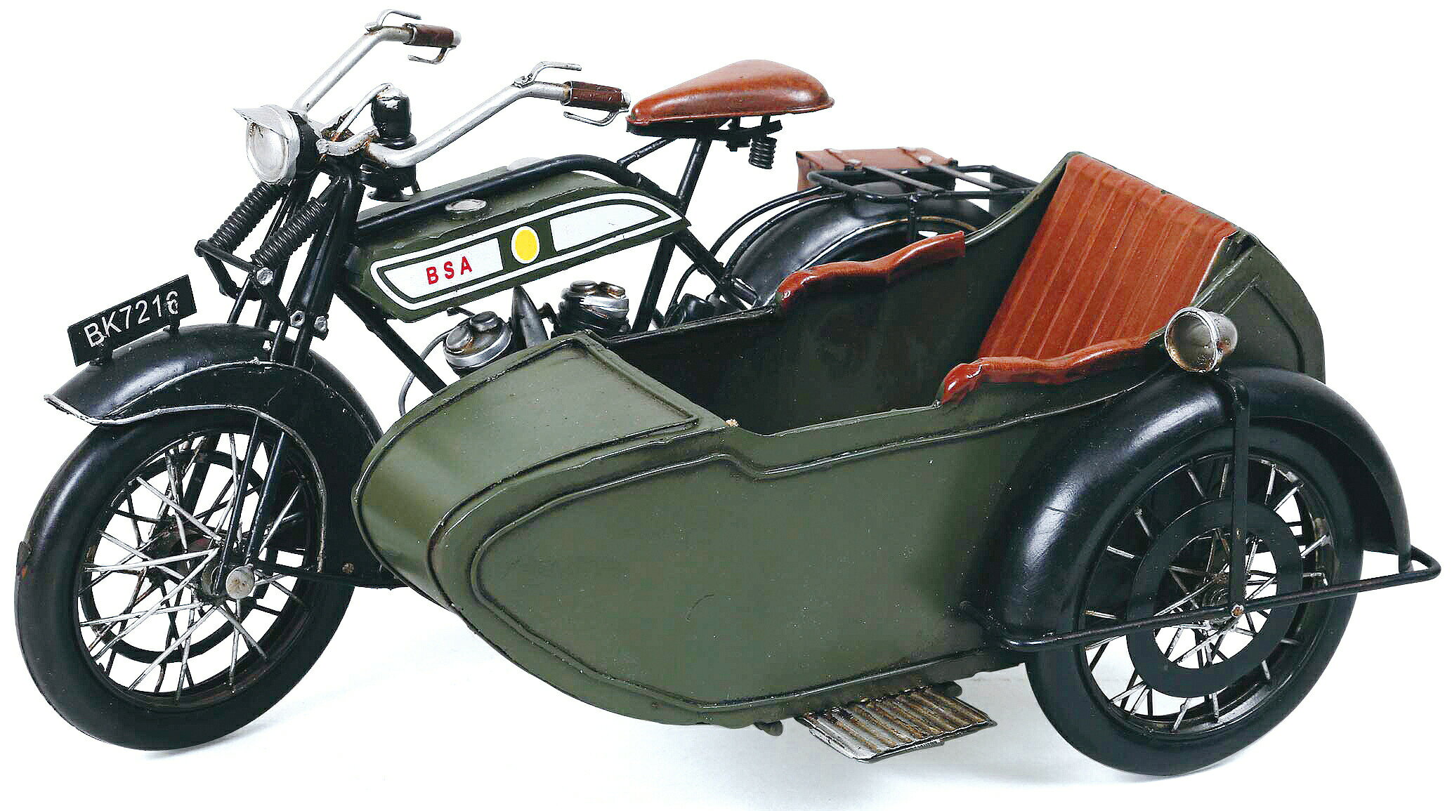 ブリキのおもちゃ（side car green) 27528