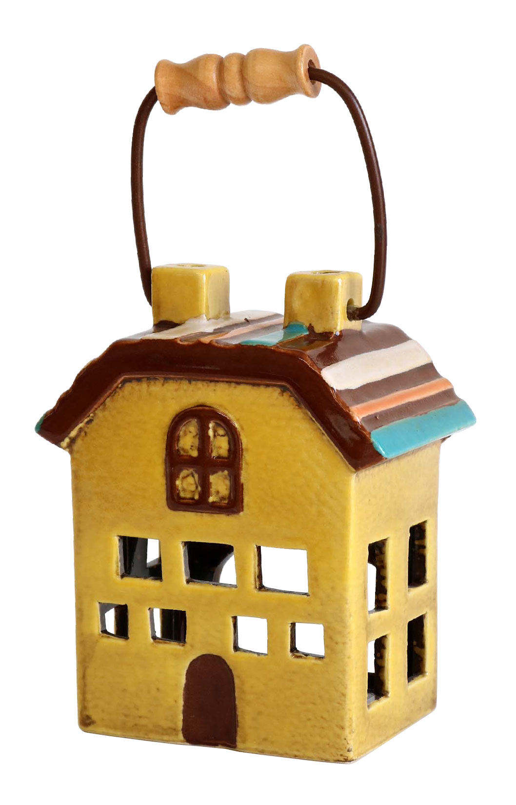 キャンドルハウス （ストライプ屋根の家）蚊取り線香立て 蚊取り線香 ハウス 家 家型 小屋 陶器 陶器製 置物 オブジェ Candle house 29228