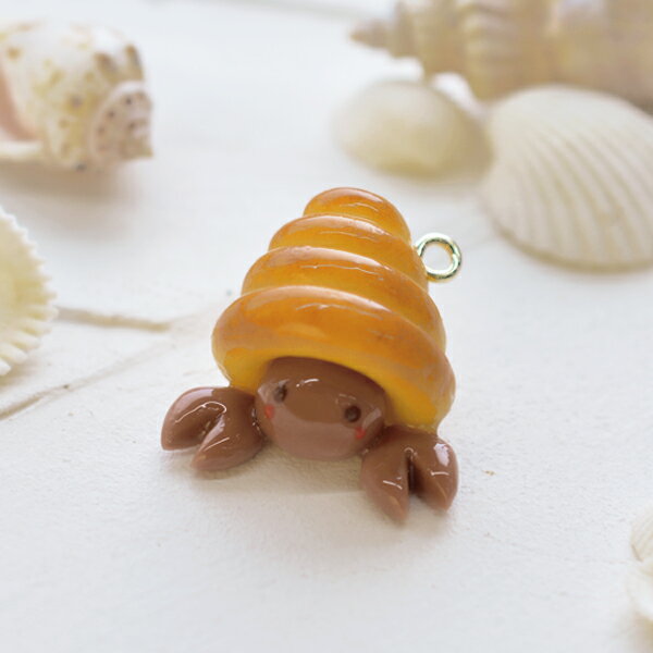 【ヤドカリコロネパン】チョコヤドカリ チョコレート 茶色 フェイクフード キーホルダー ストラップ オリジナル 可愛い 夏 小さい ハンドメイド