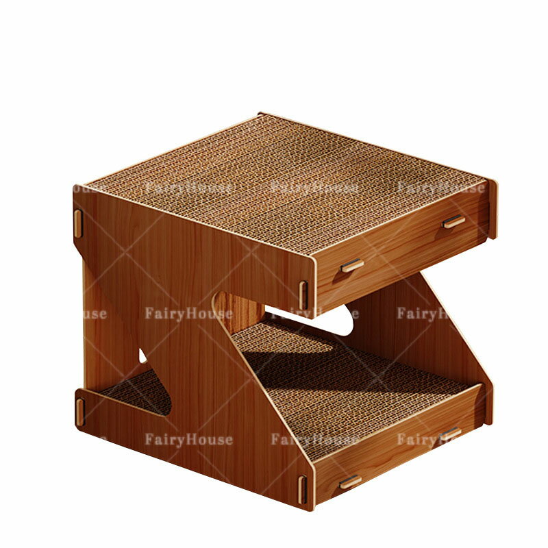 猫用ハウス キャットハウス 木製 猫 ねこ 2段 ベッド 爪とぎ ダンボール 交換可能 送料無料 組立式 春 ..