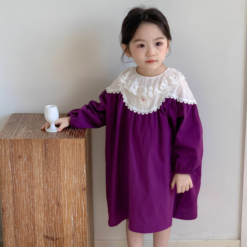 Long-Sleeved - ワンピース キッズ 長袖 子供服 レースワンピース 女の子 春 ベビー服 赤ちゃん ドレス 子供 ピアノ 発表会 結婚式 子ども服 ジュニア おしゃれ かわいい 七五三 入学 入園 幼稚園 小学生 誕生日 プレゼント 130cm 120 110 100 90 お姫様 ナチュラル お出かけ