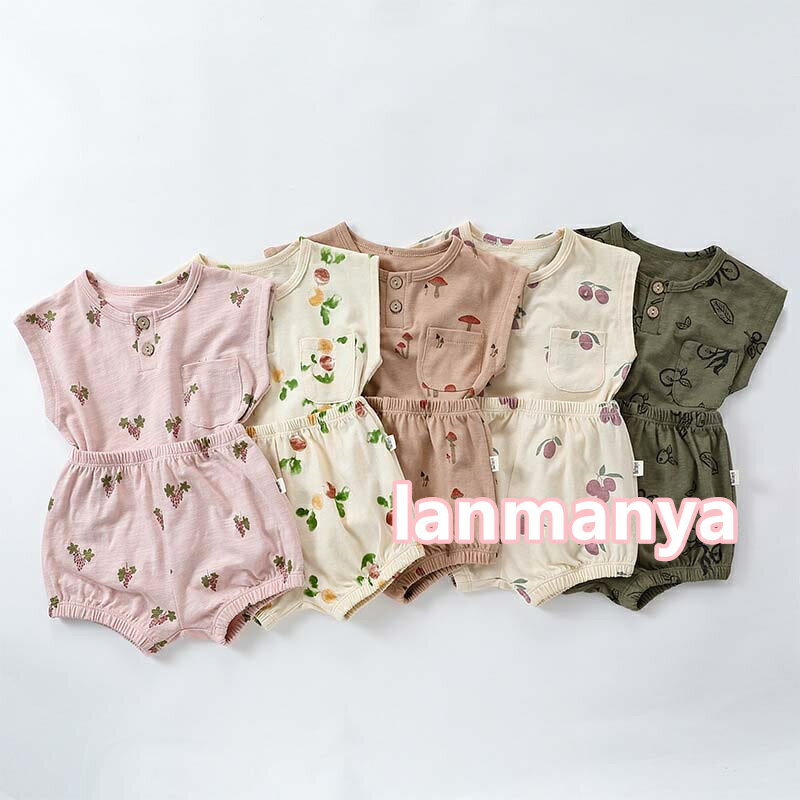 ベビー服 セットアップ 夏 73cm 80cm 90cm 100cm ルームウェア 上下セット 女の子 男の子 コットン 綿 赤ちゃん 新生児 子供服 おしゃれ 韓国子供服 春 夏 tシャツ 半ズボン 短パン シンプル 部屋着 パジャマ 誕生日 出産お祝い プレゼント 出産準備 お出かけ 入園 保育園
