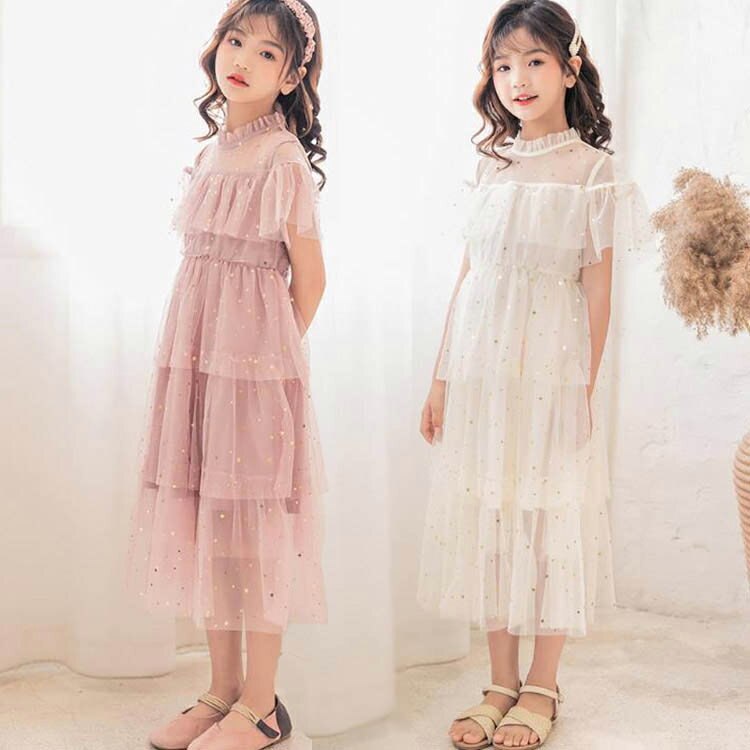 Short Sleeves - 子供服 ワンピース 半袖 春夏 女の子 キッズワンピース 薄手 レースワンピース チュニック 子供ドレス ジュニア おしゃれ 可愛い 涼しい 海辺 新品 160