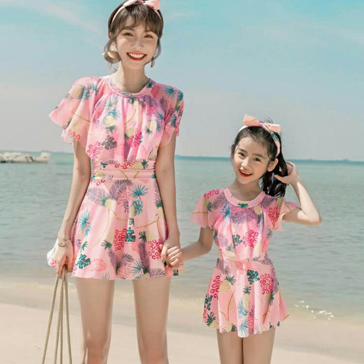 Rakuten - 2色！親子 女の子 水着 体型カバー お姫様 キッズ 水着 子供 花柄 ワンピース水着 レディース 水着 着痩せ 女の子 子供用 温泉水着 夏 単品売り