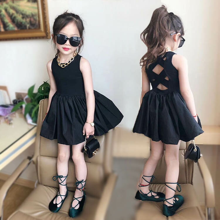 Rakuten - ワンピース キッズ 子供服 女の子 夏 キッズワンピース ノースリーブ 無地 フリル チュニック 子供ドレス お姫様 おしゃれ カジュアル 可愛い 小学生 新品 150cm