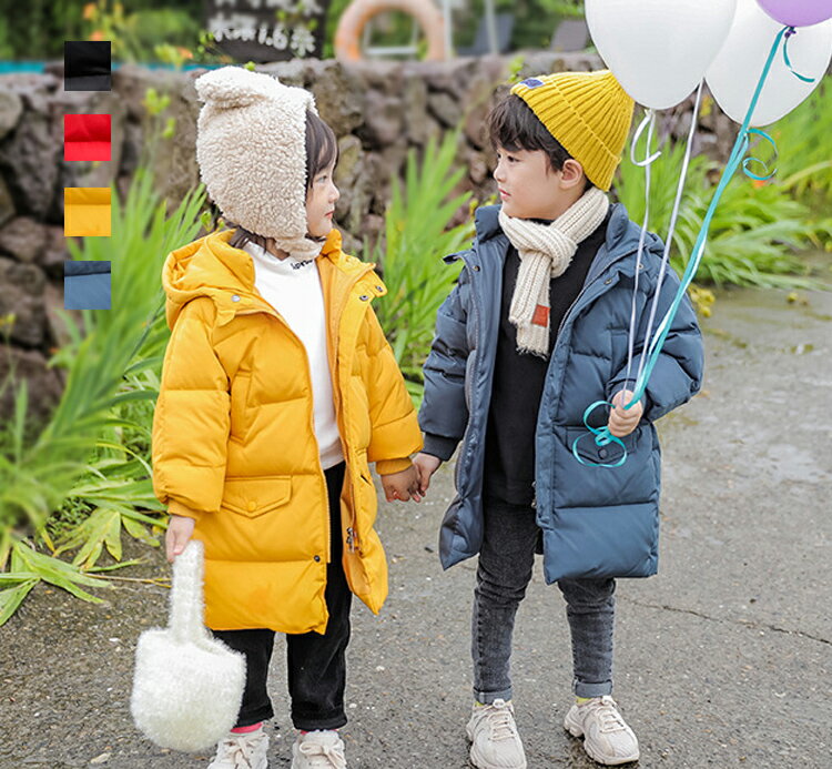 Down Coat - ダウンコート キッズ 冬物 厚手 防寒 ジャケット 冬用 女の子 男の子 ダウンジャケット 子供服 秋冬 ロング丈 小学生 通学 誕生日 プレゼント 100cm-160cm