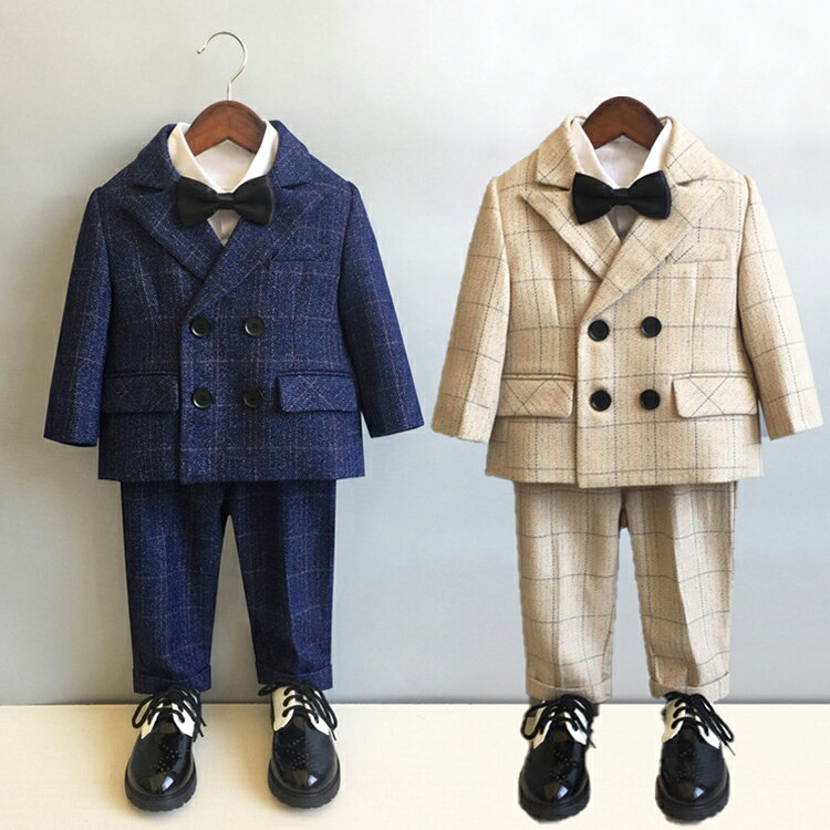 Rakuten - チェック柄 スーツ 5点セットアップ 子供服 キッズ ジュニア男の子ドレス 入学式 卒業式 フォーマル 男児 結婚式 秋冬 上下セット 80cm-150cm