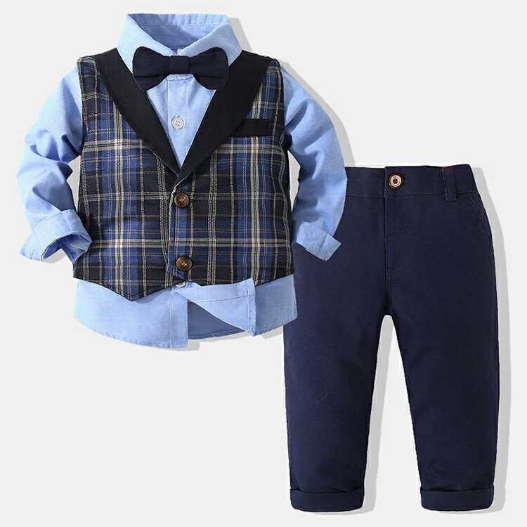 Rakuten - スーツ 3点セットアップ 子供服 キッズ ジュニア男の子ドレス 秋冬 入学式 卒業式 フォーマル 男児 結婚式 秋冬 上下セット 80cm-120cm