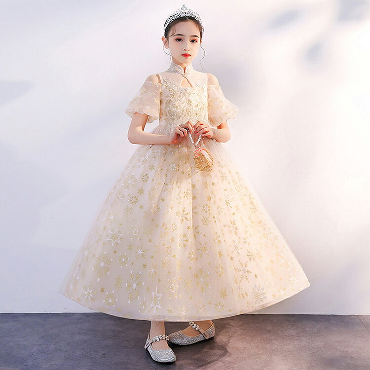 lanmanyaの子供ドレス フォーマル ピアノ発表会 キッズ ジュニアドレス 星柄 おしゃれ 子供服 女の子 ワンピース 七五三 結婚式 110 120 130 140 150 160｜アングル3
