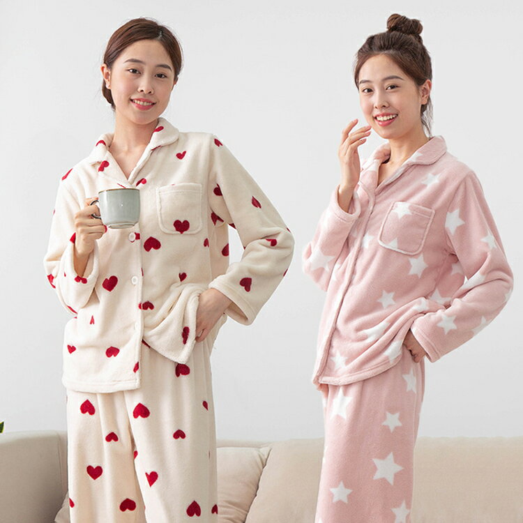 Rakuten - パジャマ レディース モコモコ 厚手 秋冬 長袖 ルームウェア ボアパジャマ トップス ロングパンツ 長ズボン 暖かい 部屋着 寝巻き 大きいサイズ 柔らか 可愛