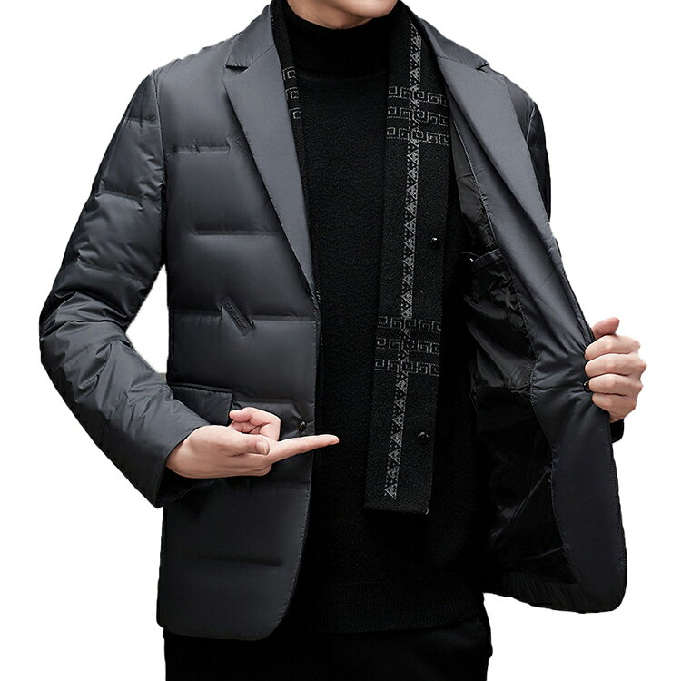 Rakuten - 【クーポンで7,900円！！】テーラードジャケット ダウン入り ダウンコート メンズ ブレザー ダウンジャケット ビジネスコート 冬服 防寒着 カジュアル服 羽毛 通勤 お出かけ オシャレ 暖かい 男性用 秋冬