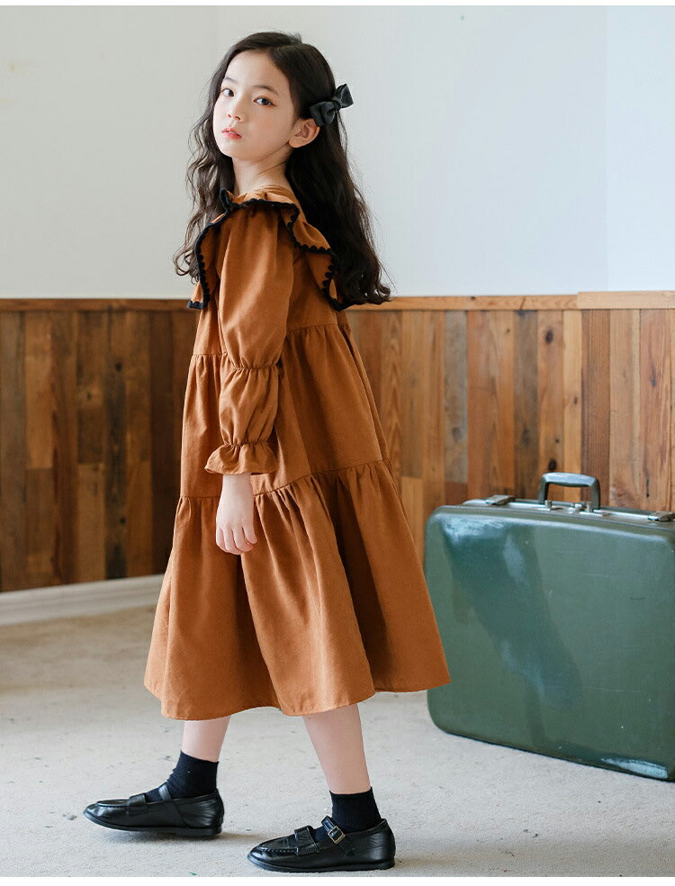 子供服 ワンピース 女の子 韓国子供服 秋服 長袖 ワンピース キッズ 子供ドレス 結婚式 誕生日 七五三 お姫様 ベビー服 おしゃれ 可愛い 160