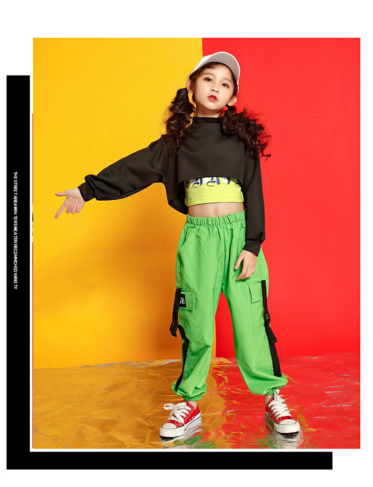 キッズダンス衣装 セットアップ ショート丈 トップス へそ出し ヒップホップ 女の子 キッズ パンツ タンクトップ ガールズ 派手 チアガール チア衣装 韓国風 ダンス 衣装 かっこいい ロングパンツ 練習着 演出服 舞台服 発表会 ジャズ