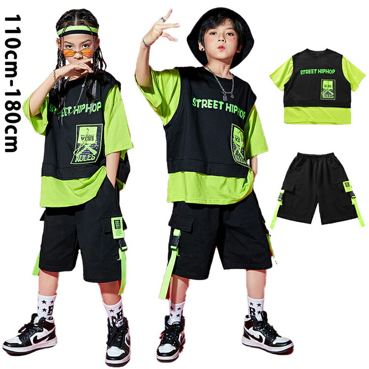 韓国 ダンス キッズ 衣装 セットアップ 半袖 tシャツ ショート パンツ 練習着 演出服 普段着 団体服 子供 派手 k-pop ポッピング ダン..