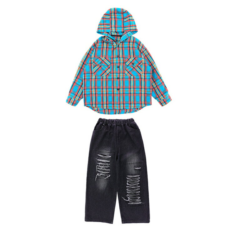 チェック柄 長袖 シャツ キッズ ダンス衣装 セットアップ 女の子 男の子 ヒップホップ 派手 jazz ダンスウェア ガールズ ボーイズ ストリートHIPHOP 子供 トップス パンツ 上下セット 演出服 春秋 韓国 K-POP 練習着 演奏会 舞台服 人気 演奏会 舞台効果抜群 120〜180