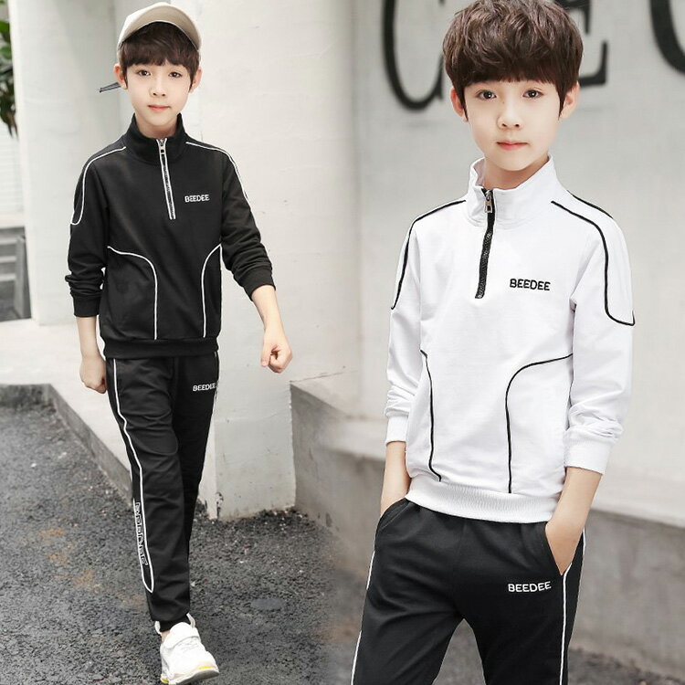 子供服 2点セット 上下セット 男の子 ボーイ 長袖 Tシャツ スポーツ 長ズボン オシャレ カコイイ ファッション カジュアル きれいめ 通学 舞台 七五三 2色