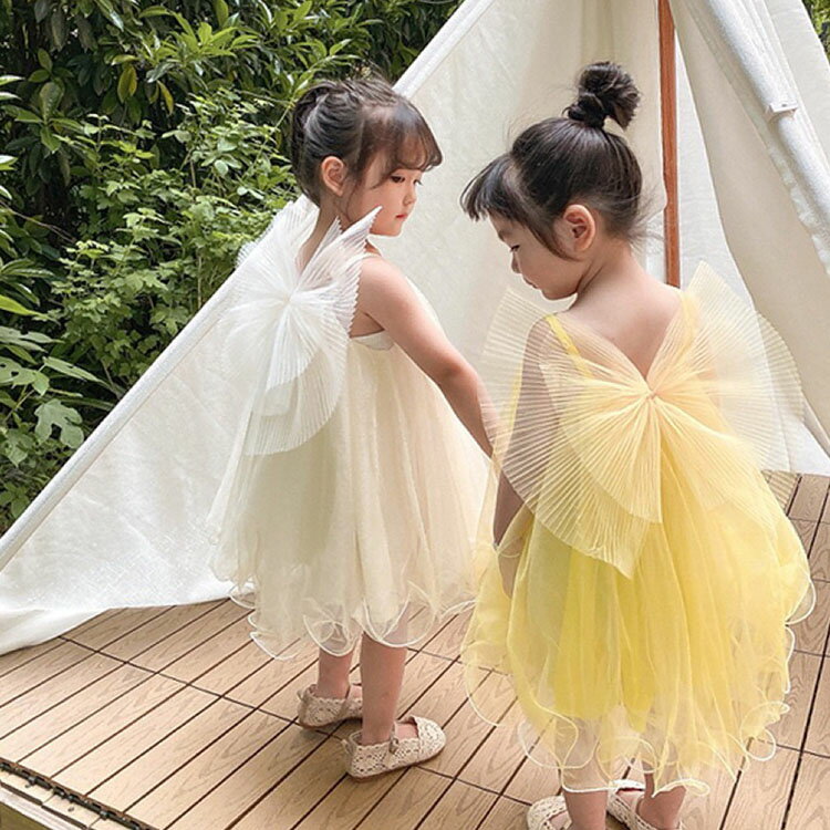 Rakuten - キッズ ドレス ワンピース 女の子 リボン チュール キャミワンピース 可愛い プリンセス お姫様 おしゃれ パーティー 発表会 演奏会 結婚式 卒園式 卒業式 入学式 七五三 2色 80 90 100 110 120 130 140
